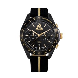 MONTRE HOMME LE COQ SPORTIF BRACELET CUIR NOIR CHRONO DATEUR