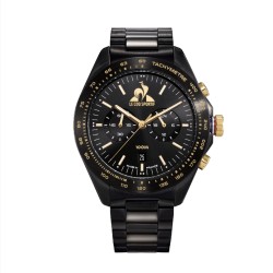 MONTRE HOMME LE COQ SPORTIF ACIER NOIR INDEX DORE CHRONO DATEUR