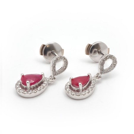 Boucles d'oreilles Joaillerie goutte Carador en or blanc 750/000, rubis et diamants