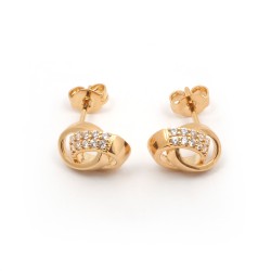 Boucles d'oreilles clous anneaux entremêlés femme carador en plaqué or avec oxydes de zirconium