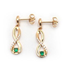 Boucles d'oreilles pendantes femme phebus plaqué or avec oxydes de zirconium et pierres vertes