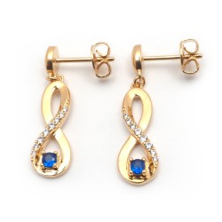 Boucles d'oreilles pendantes femme phebus plaqué or avec oxydes de zirconium et pierres bleues