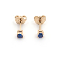 Boucles d'oreilles clous solitaires femme carador en plaqué or et spinelle bleu foncé