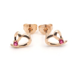 Boucles d'oreilles puces motif cœur femme carador en plaqué or avec spinelle rouge