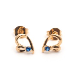 Boucles d'oreilles puces motif cœur femme carador en plaqué or avec spinelle bleu