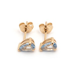 Boucles d'oreilles clous solitaires forme poire femme carador en plaqué or et spinelle bleu