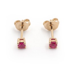 Boucles d'oreilles clous solitaires femme carador en plaqué or et spinelle rouge