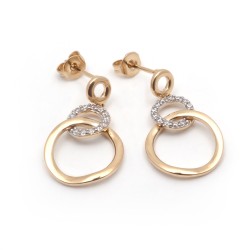 Boucles d'oreilles fantaisie doubles cercles femme carador en plaqué or avec oxydes de zirconium