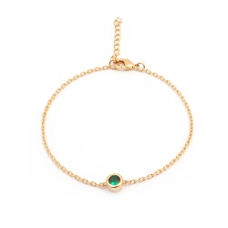 Bracelet solitaire serti clos femme carador en plaqué or avec spinelle verte