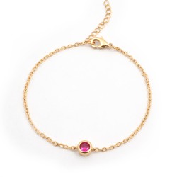 Bracelet solitaire serti clos femme carador en plaqué or avec spinelle rouge