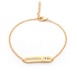 Bracelet fantaisie femme carador en plaqué or avec oxydes de zirconium style trombone