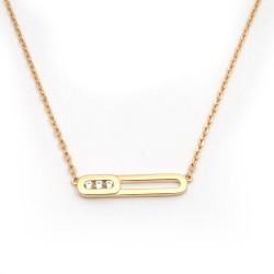 Collier fantaisie femme carador en plaqué or avec oxydes de zirconium style motif trombone