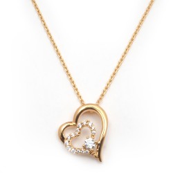 Collier plaqué or motif double-coeur