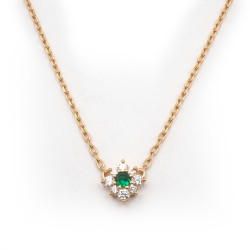 Collier fantaisie femme carador en plaqué or avec oxydes de zirconium et spinelle verte