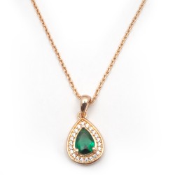 Collier fantaisie femme carador en plaqué or avec oxydes de zirconium et spinelle verte