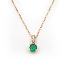 Collier fantaisie femme carador en plaqué or avec oxydes de zirconium et spinelle verte