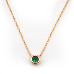 Collier solitaire femme carador en plaqué or avec oxyde de zirconium vert serti clos