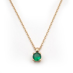 Collier solitaire femme carador en plaqué or avec spinelle verte