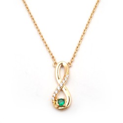 Collier fantaisie signe infini femme carador en plaqué or avec oxydes de zirconium et spinelle verte