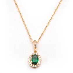 Collier fantaisie femme carador en plaqué or avec oxydes de zirconium et spinelle verte