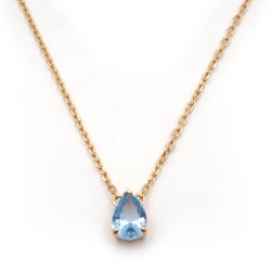 Collier  femme  solitaire carador en plaqué or avec spinelle bleu