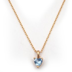 Collier solitaire femme carador en plaqué or avec spinelle bleu 3 griffes motif cœur