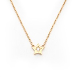 Collier solitaire motif étoile femme carador en plaqué or avec oxyde de zirconium