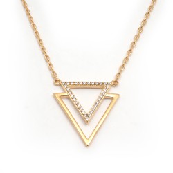 Collier fantaisie femme carador en plaqué or avec oxydes de zirconium motif triangles