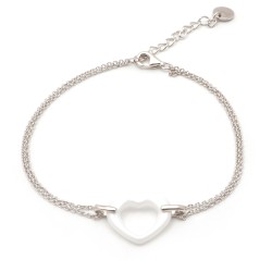 Bracelet Femme carador en argent avec cœur en céramique blanche