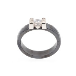 Bague Femme Carador en Céramique noire facettée avec oxydes de zirconium