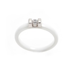 Bague Femme carador solitaire céramique blanche avec oxyde de zirconium