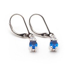 Boucles d'oreilles dormeuses Carador en argent oxydes de zirconium et spinelle bleu foncé sertis