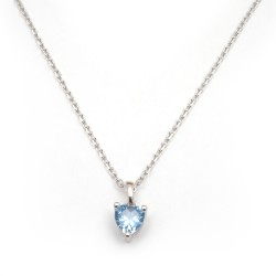 Collier solitaire femme carador en argent et oxyde bleu serti griffes