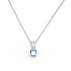 Collier fantaisie femme carador en argent et oxydes blanc et  bleu