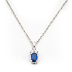 Collier fantaisie femme carador en  argent avec oxydes blanc et bleu