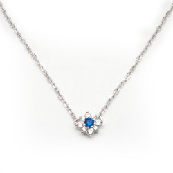 Collier fantaisie femme carador en  argent avec oxyde blanc et bleu motif étoile