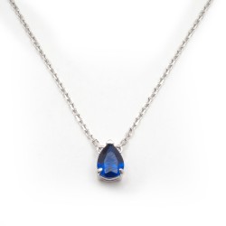 Collier solitaire femme carador en argent et oxyde bleu serti griffes