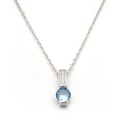 Collier fantaisie femme carador en argent et oxydes blanc et  bleu