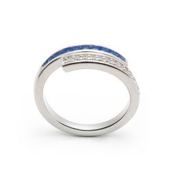 Bague Femme  Carador en argent avec oxydes de zirconium et spinelle bleu foncé