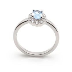 Bague Femme  Carador en argent avec oxydes de zirconium et spinelle bleu