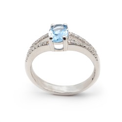 Bague Femme  Carador en argent avec oxydes de zirconium et spinelle bleu