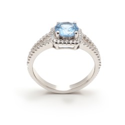 Bague femme carador en argent avec spinelle bleu et oxydes de zirconium