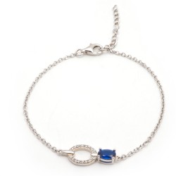 Bracelet femme fantaisie Carador en argent  et oxydes blanc et bleu