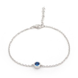 Bracelet femme fantaisie Carador en argent et spinelle bleue sertie clos