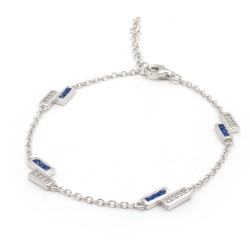 Bracelet femme fantaisie Carador en argent  et oxydes blanc et bleus