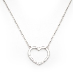 Collier fantaisie femme carador en  argent avec oxydes de zirconium motif coeur