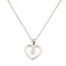 Collier femme carador en argent motif coeur avec oxydes de zirconium