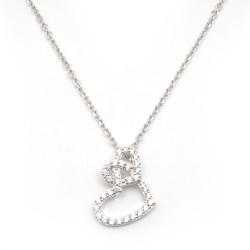 Collier fantaisie femme carador en argent avec oxydes de zirconium motif cœurs entrelacés  sertis