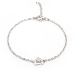 Bracelet femme fantaisie Carador double chaînes en argent avec  2 pampilles en  oxydes de zirconium