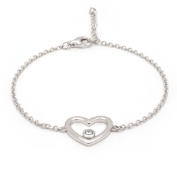 Bracelet femme Carador en argent  et oxydes de zirconium motif coeur